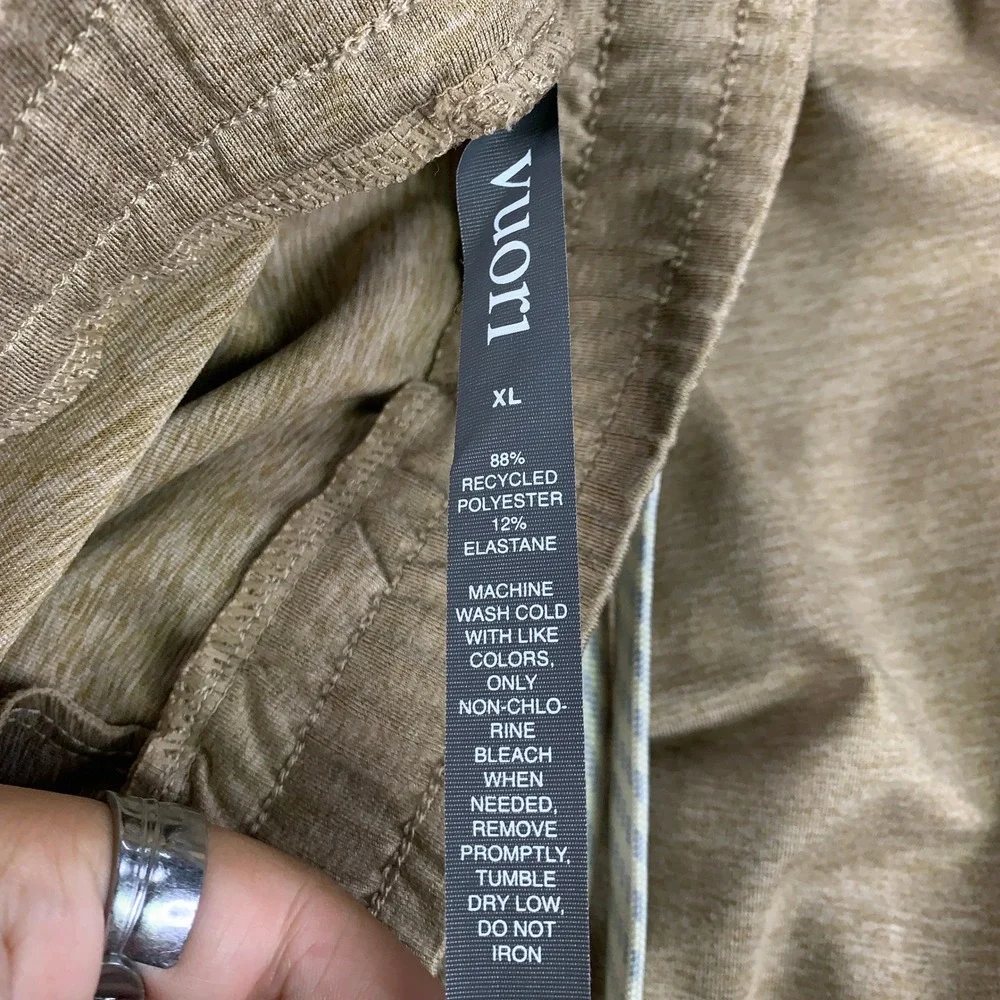 Vuori Sunday Performance Jogger Pants Mens XL Tan Heathered Tapered Stretch Knit